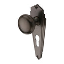 Heritage Brass Mortice Knob on Euro Profile Plate Broadway Design Matt Bronze finish - BR1848-MB - Choice Handles