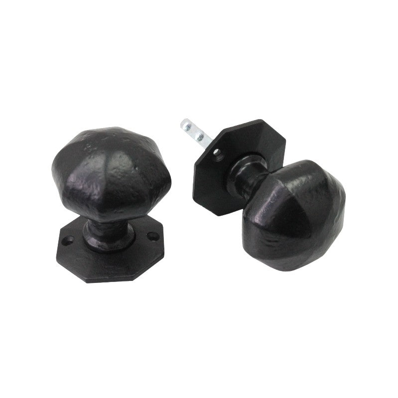 Spira Brass - Octagonal Rim/Mortice Door Knob - Black - BR4304 - Choice Handles