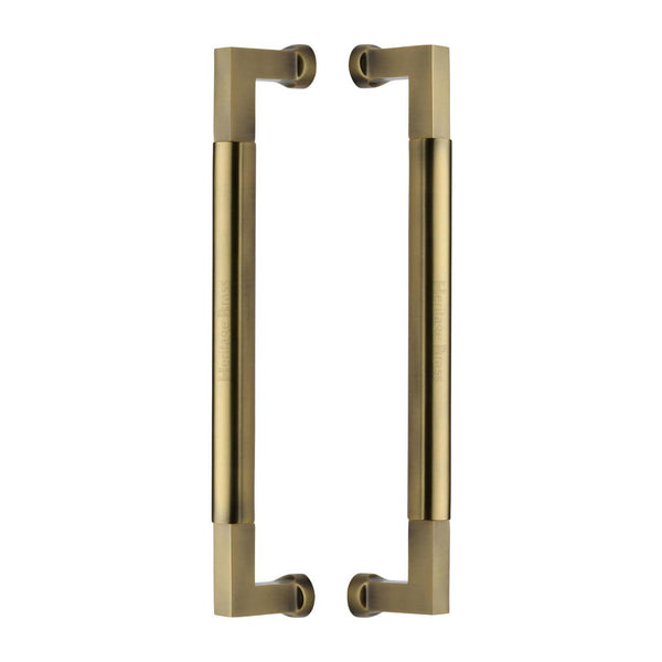 Heritage Brass Door Pull Handle Bauhaus Design 330mm Antique Brass Finish - BTB1312 330-AT - Choice Handles
