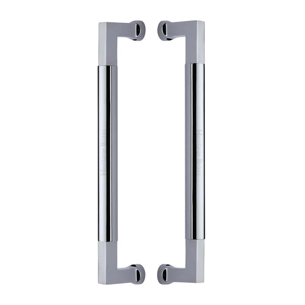 Heritage Brass Door Pull Handle Bauhaus Design 330mm Polished Chrome Finish - BTB1312 330-PC - Choice Handles
