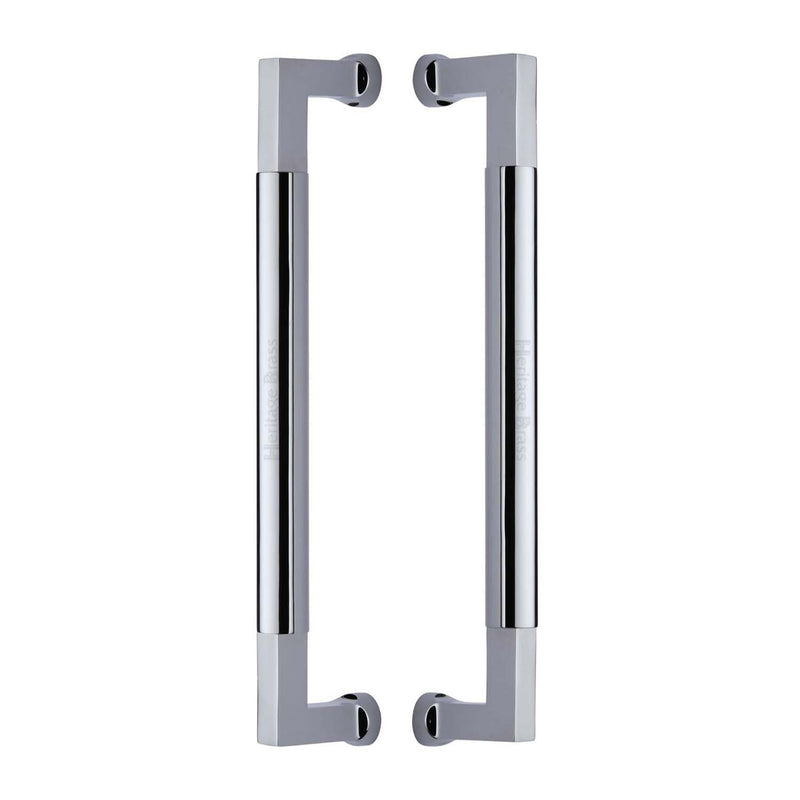 Heritage Brass Door Pull Handle Bauhaus Design 330mm Polished Chrome Finish - BTB1312 330-PC - Choice Handles
