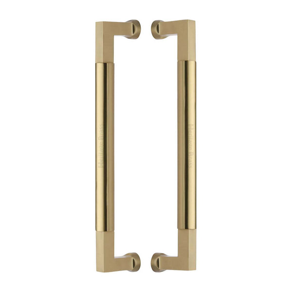 Heritage Brass Door Pull Handle Bauhaus Design 330mm Satin Brass Finish - BTB1312 330-SB - Choice Handles