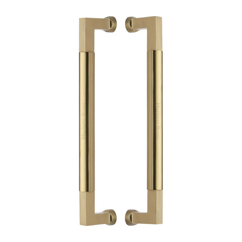 Heritage Brass Door Pull Handle Bauhaus Design 330mm Satin Brass Finish - BTB1312 330-SB - Choice Handles