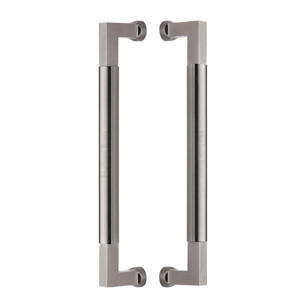 Heritage Brass Door Pull Handle Bauhaus Design 330mm Satin Nickel Finish - BTB1312 330-SN - Choice Handles