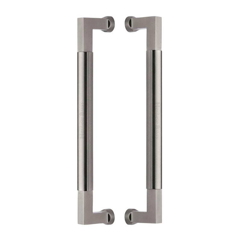Heritage Brass Door Pull Handle Bauhaus Design 330mm Satin Nickel Finish - BTB1312 330-SN - Choice Handles