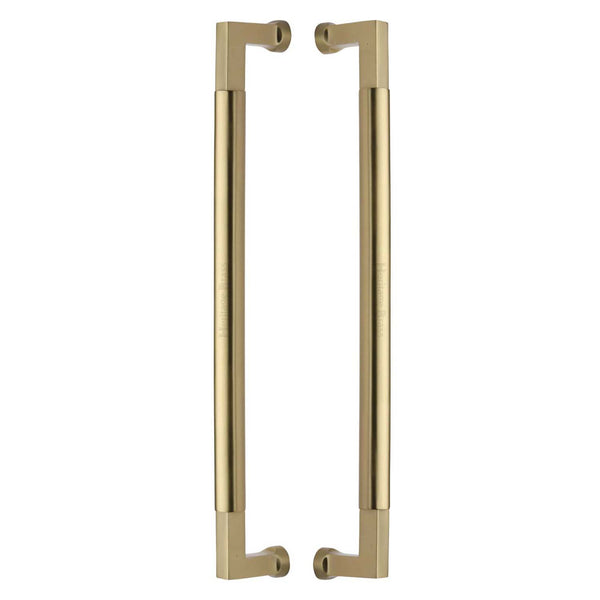 Heritage Brass Door Pull Handle Bauhaus Design 483mm Satin Brass Finish - BTB1312 483-SB - Choice Handles