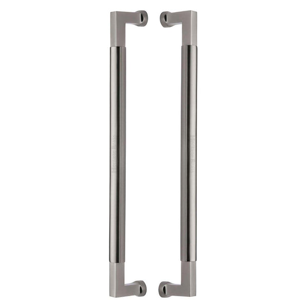 Heritage Brass Door Pull Handle Bauhaus Design 483mm Satin Nickel Finish - BTB1312 483-SN - Choice Handles