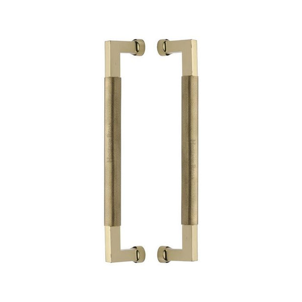 Heritage Brass Back to Back Door Pull Handle Bauhaus Knurled Design 330mm Polished Brass Finish - BTB1315 330-PB - Choice Handles