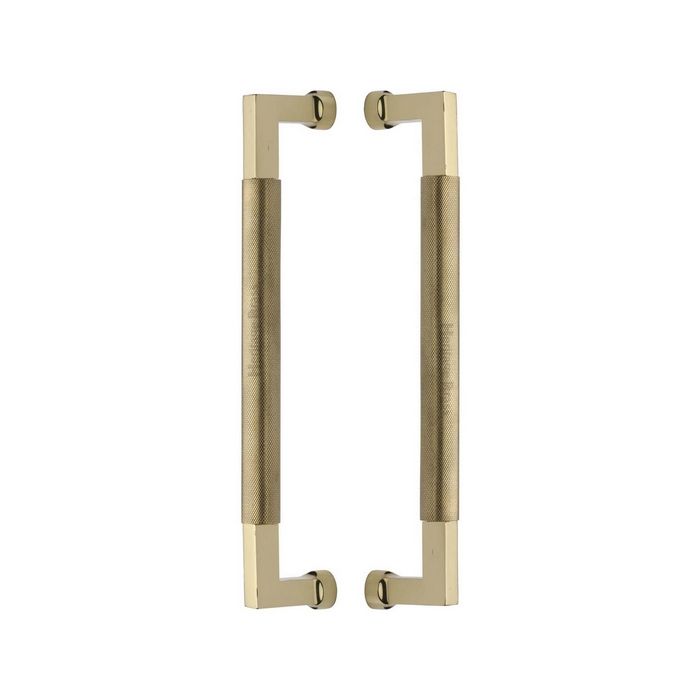 Heritage Brass Back to Back Door Pull Handle Bauhaus Knurled Design 330mm Polished Brass Finish - BTB1315 330-PB - Choice Handles