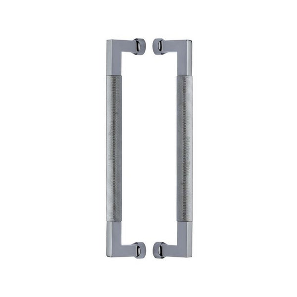 Heritage Brass Back to Back Door Pull Handle Bauhaus Knurled Design 330mm Polished Chrome Finish - BTB1315 330-PC - Choice Handles