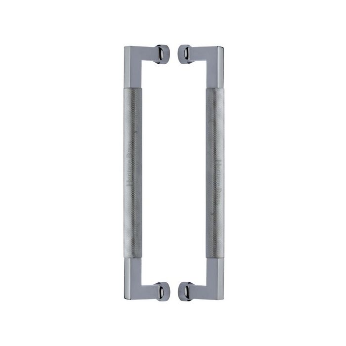 Heritage Brass Back to Back Door Pull Handle Bauhaus Knurled Design 330mm Polished Chrome Finish - BTB1315 330-PC - Choice Handles