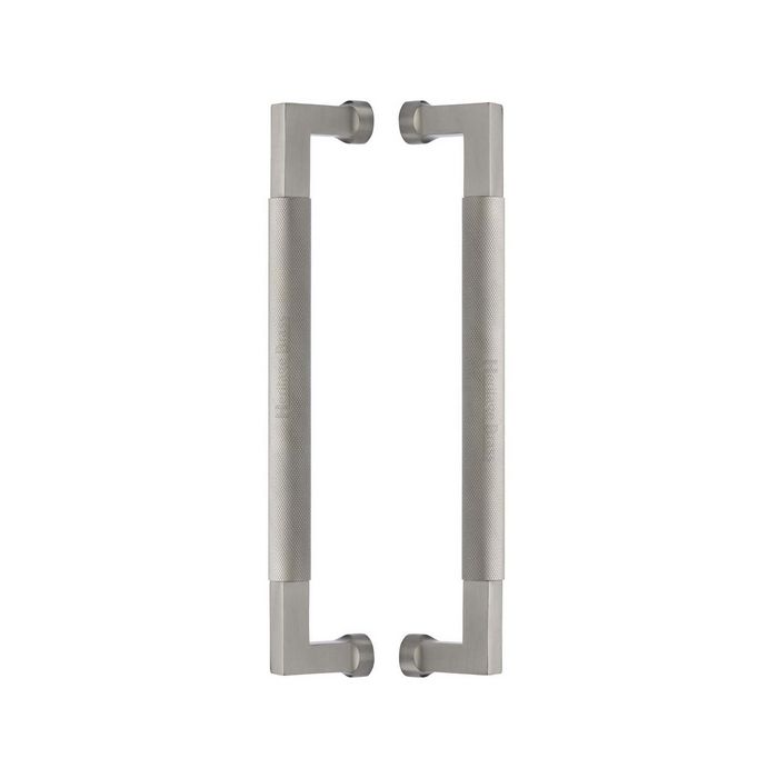 Heritage Brass Back to Back Door Pull Handle Bauhaus Knurled Design 330mm Satin Nickel Finish - BTB1315 330-SN - Choice Handles