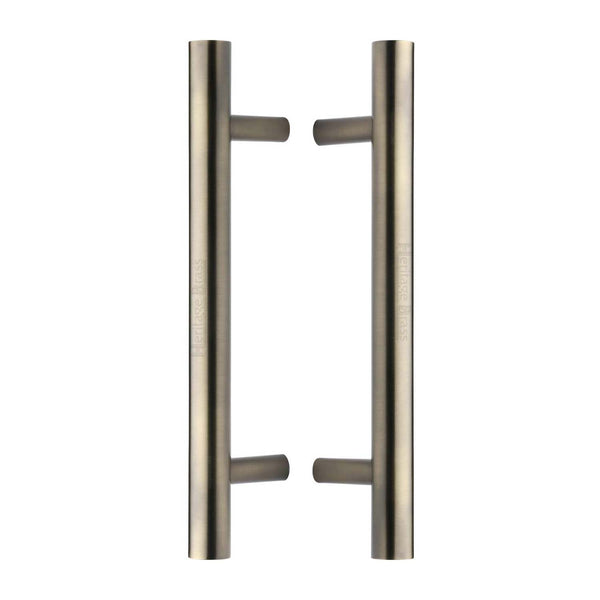 Heritage Brass Back to Back Door Pull Handle Bar Design 305mm Antique Brass Finish - BTB1361 305-AT - Choice Handles