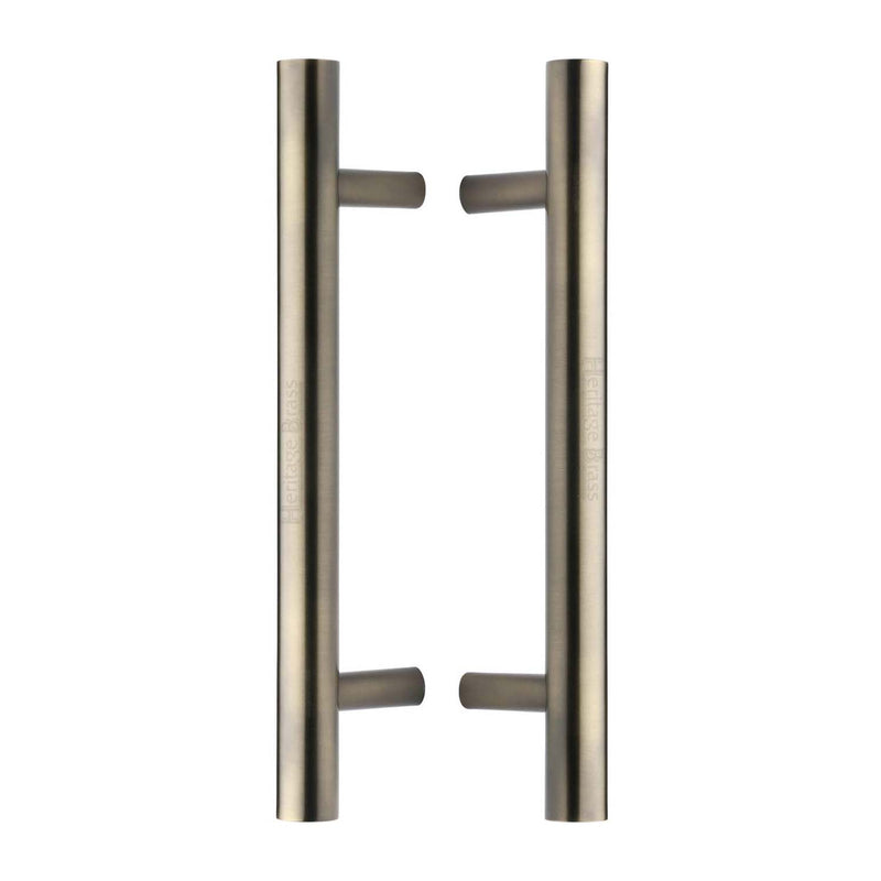 Heritage Brass Back to Back Door Pull Handle Bar Design 305mm Antique Brass Finish - BTB1361 305-AT - Choice Handles