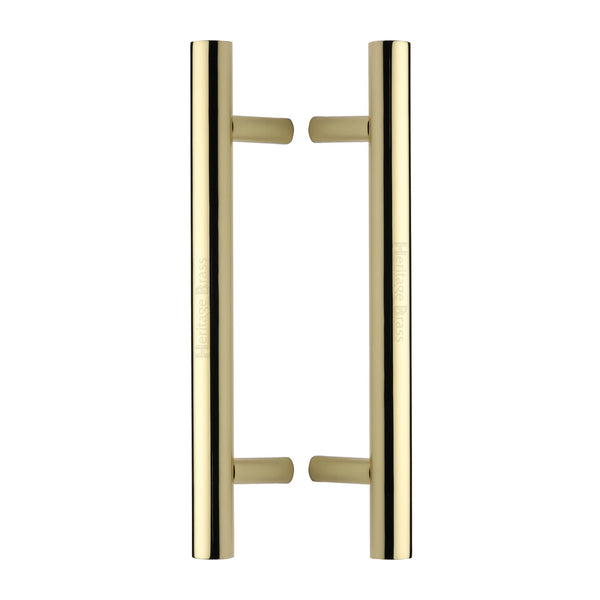 Heritage Brass Back to Back Door Pull Handle Bar Design 305mm Polished Brass Finish - BTB1361 305-PB - Choice Handles