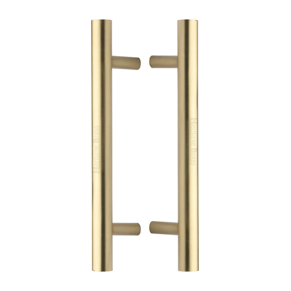 Heritage Brass Back to Back Door Pull Handle Bar Design 305mm Satin Brass Finish - BTB1361 305-SB - Choice Handles