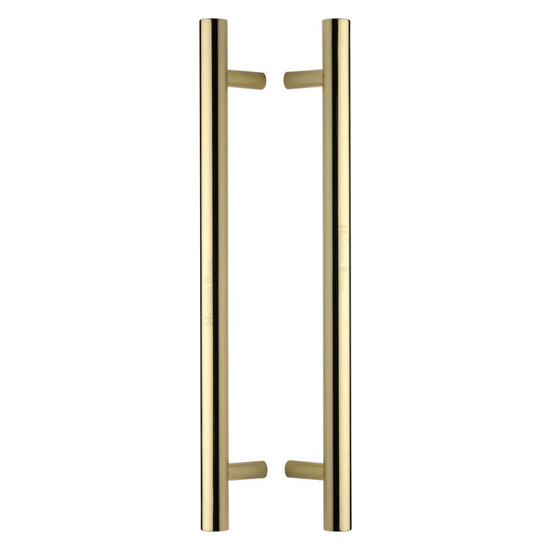 Heritage Brass Back to Back Door Pull Handle Bar Design 457mm Polished Brass Finish - BTB1361 457-PB - Choice Handles