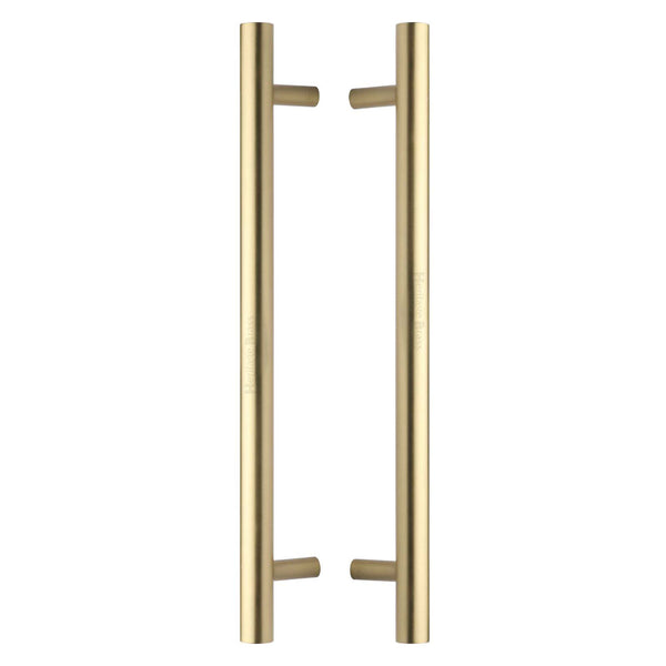 Heritage Brass Back to Back Door Pull Handle Bar Design 457mm Satin Brass Finish - BTB1361 457-SB - Choice Handles