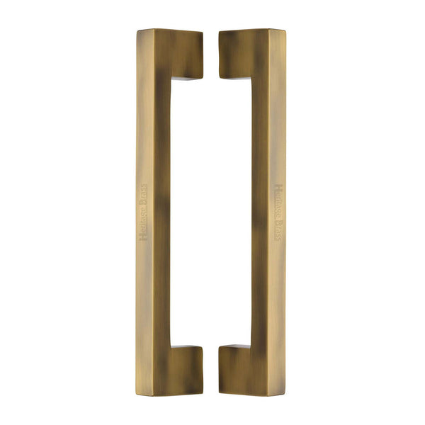 Heritage Brass Back to Back Door Pull Handle Metro Design 305mm Antique Brass Finish - BTB1390 305-AT - Choice Handles