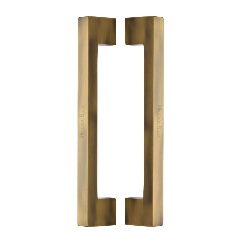 Heritage Brass Back to Back Door Pull Handle Metro Design 305mm Antique Brass Finish - BTB1390 305-AT - Choice Handles