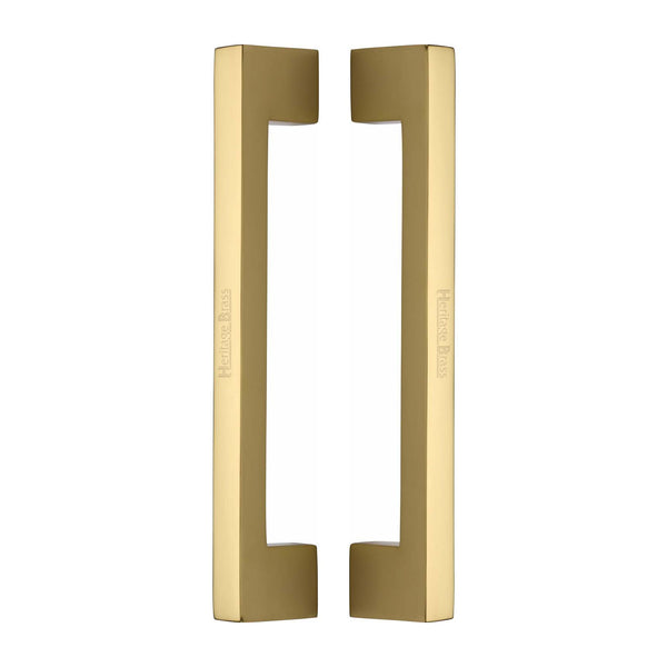 Heritage Brass Back to Back Door Pull Handle Metro Design 305mm Polished Brass Finish - BTB1390 305-PB - Choice Handles
