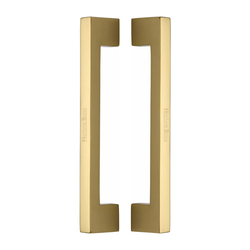 Heritage Brass Back to Back Door Pull Handle Metro Design 305mm Polished Brass Finish - BTB1390 305-PB - Choice Handles