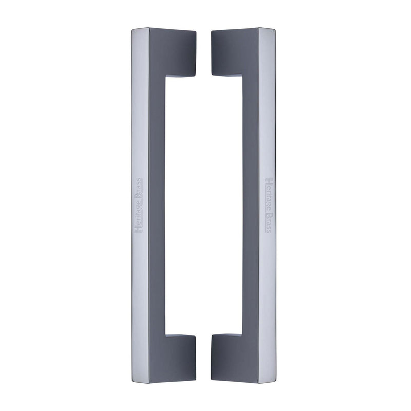 Heritage Brass Back to Back Door Pull Handle Metro Design 305mm Polished Chrome Finish - BTB1390 305-PC - Choice Handles