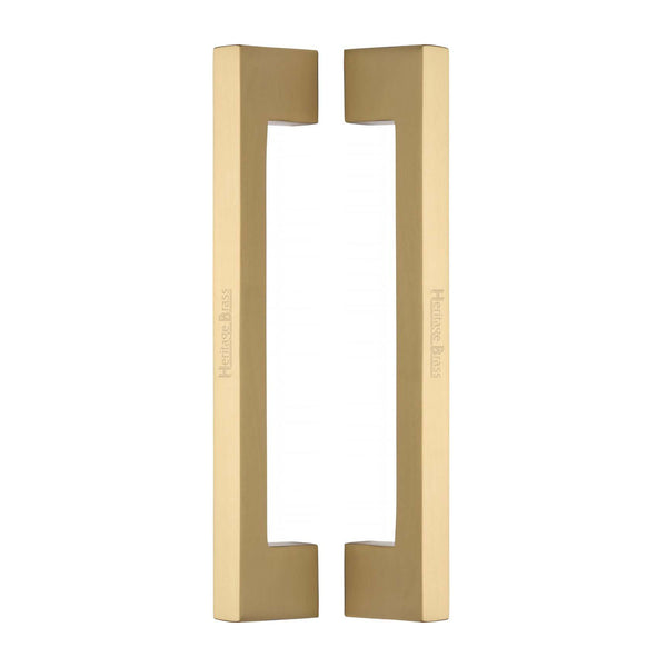 Heritage Brass Back to Back Door Pull Handle Metro Design 457mm Satin Brass Finish - BTB1390 457-SB - Choice Handles