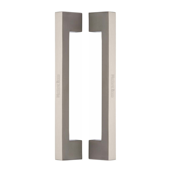 Heritage Brass Back to Back Door Pull Handle Metro Design 305mm Satin Nickel Finish - BTB1390 305-SN - Choice Handles
