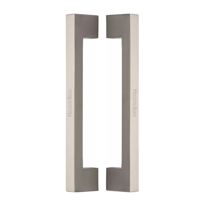 Heritage Brass Back to Back Door Pull Handle Metro Design 305mm Satin Nickel Finish - BTB1390 305-SN - Choice Handles
