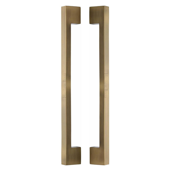 Heritage Brass Back to Back Door Pull Handle Metro Design 457mm Antique Brass Finish
 - BTB1390 457-AT - Choice Handles