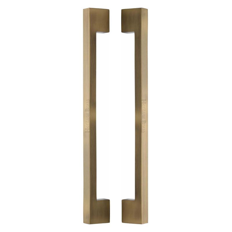 Heritage Brass Back to Back Door Pull Handle Metro Design 457mm Antique Brass Finish
 - BTB1390 457-AT - Choice Handles