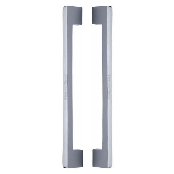 Heritage Brass Back to Back Door Pull Handle Metro Design 457mm Polished Chrome Finish - BTB1390 457-PC - Choice Handles