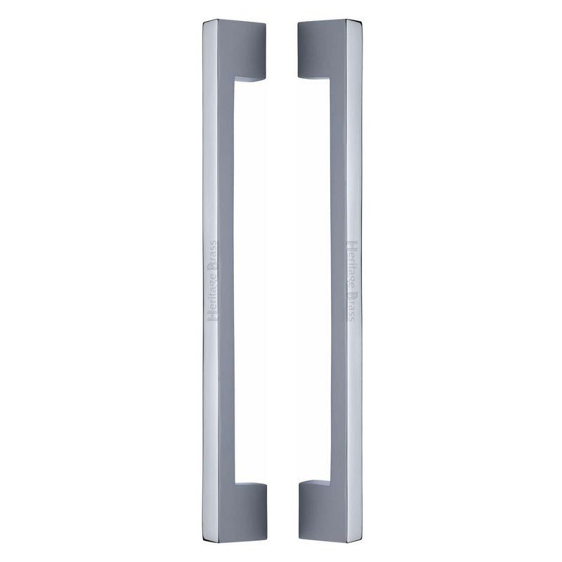 Heritage Brass Back to Back Door Pull Handle Metro Design 457mm Polished Chrome Finish - BTB1390 457-PC - Choice Handles