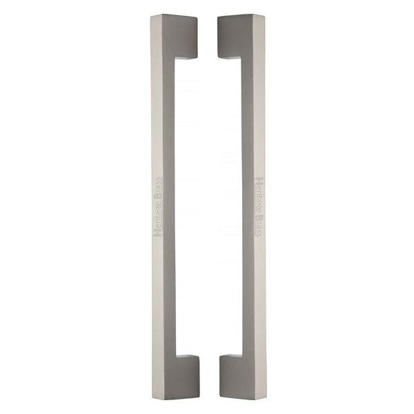 Heritage Brass Back to Back Door Pull Handle Metro Design 457mm Satin Nickel Finish - BTB1390 457-SN - Choice Handles