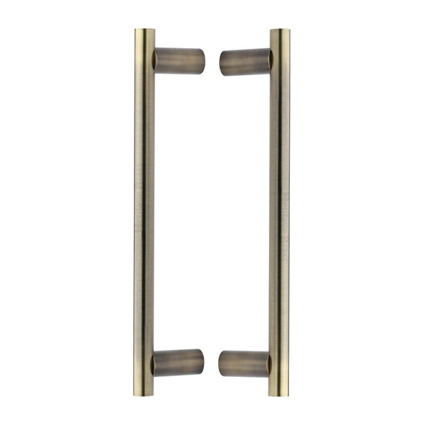 Heritage Brass Back to Back Door Pull Handle Round Bar Design 336mm Antique Brass Finish
 - BTB2059 336-AT - Choice Handles