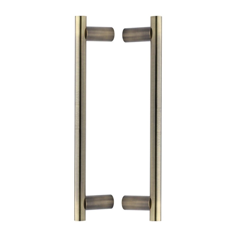 Heritage Brass Back to Back Door Pull Handle Round Bar Design 336mm Antique Brass Finish
 - BTB2059 336-AT - Choice Handles