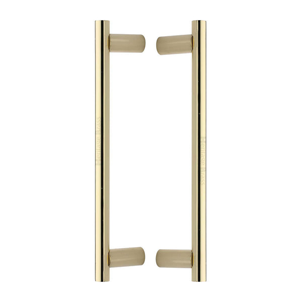 Heritage Brass Back to Back Door Pull Handle Round Bar Design 336mm& Polished Brass Finish
 - BTB2059 336-PB - Choice Handles
