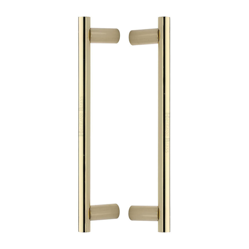 Heritage Brass Back to Back Door Pull Handle Round Bar Design 336mm& Polished Brass Finish
 - BTB2059 336-PB - Choice Handles