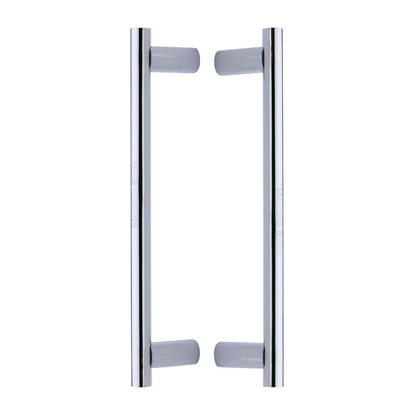 Heritage Brass Back to Back Door Pull Handle Round Bar Design 336mm& Polished Chrome Finish
 - BTB2059 336-PC - Choice Handles