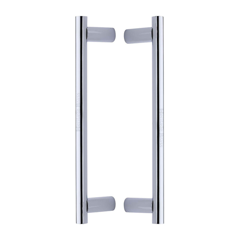 Heritage Brass Back to Back Door Pull Handle Round Bar Design 336mm& Polished Chrome Finish
 - BTB2059 336-PC - Choice Handles