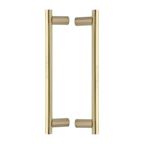 Heritage Brass Back to Back Door Pull Handle Round Bar Design 336mm& Satin Brass Finish
 - BTB2059 336-SB - Choice Handles