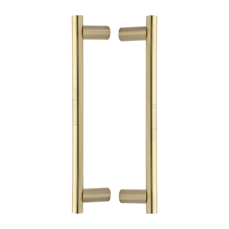 Heritage Brass Back to Back Door Pull Handle Round Bar Design 336mm& Satin Brass Finish
 - BTB2059 336-SB - Choice Handles