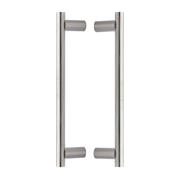 Heritage Brass Back to Back Door Pull Handle Round Bar Design 336mm Satin Nickel Finish
 - BTB2059 336-SN - Choice Handles