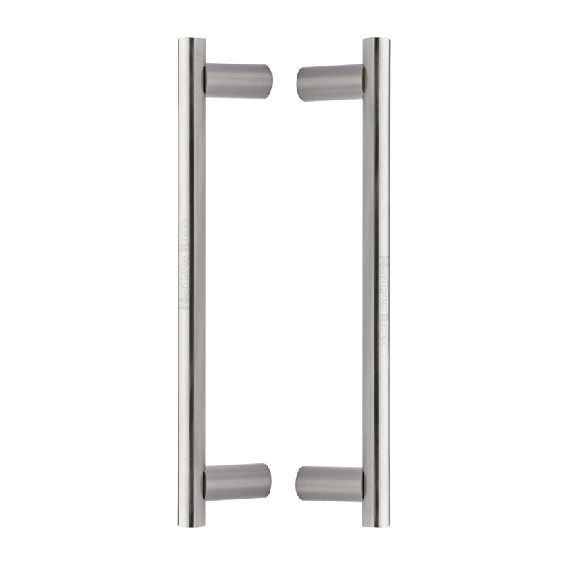 Heritage Brass Back to Back Door Pull Handle Round Bar Design 336mm Satin Nickel Finish
 - BTB2059 336-SN - Choice Handles