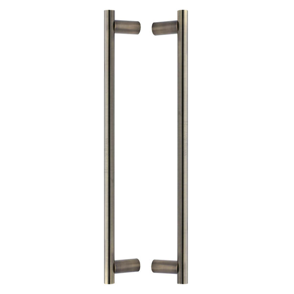 Heritage Brass Back to Back Door Pull Handle Round Bar Design 489mm Antique Brass Finish
 - BTB2059 489-AT - Choice Handles