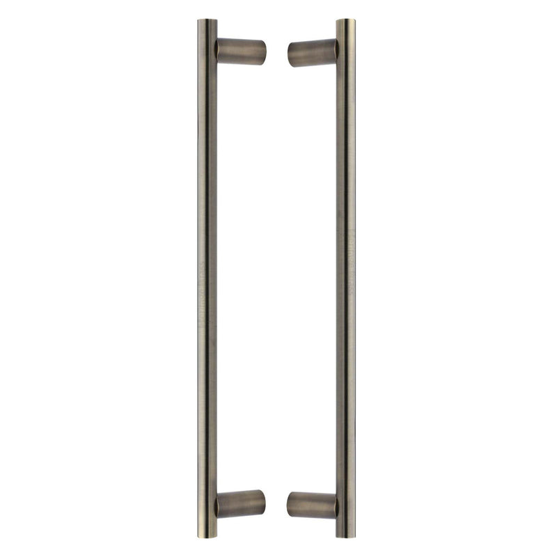 Heritage Brass Back to Back Door Pull Handle Round Bar Design 489mm Antique Brass Finish
 - BTB2059 489-AT - Choice Handles