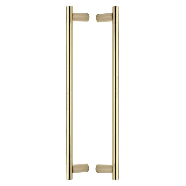 Heritage Brass Back to Back Door Pull Handle Round Bar Design 489mm& Polished Brass Finish
 - BTB2059 489-PB - Choice Handles