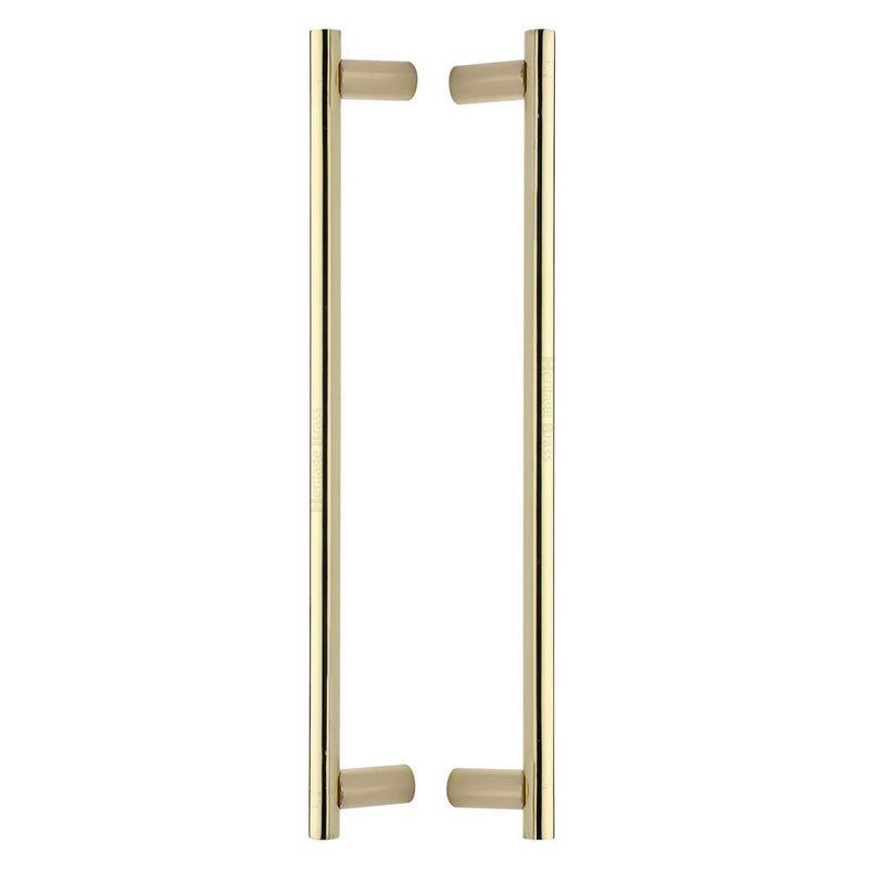 Heritage Brass Back to Back Door Pull Handle Round Bar Design 489mm& Polished Brass Finish
 - BTB2059 489-PB - Choice Handles