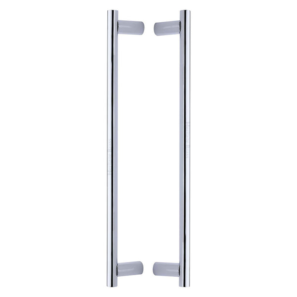 Heritage Brass Back to Back Door Pull Handle Round Bar Design 489mm Polished Chrome Finish
 - BTB2059 489-PC - Choice Handles
